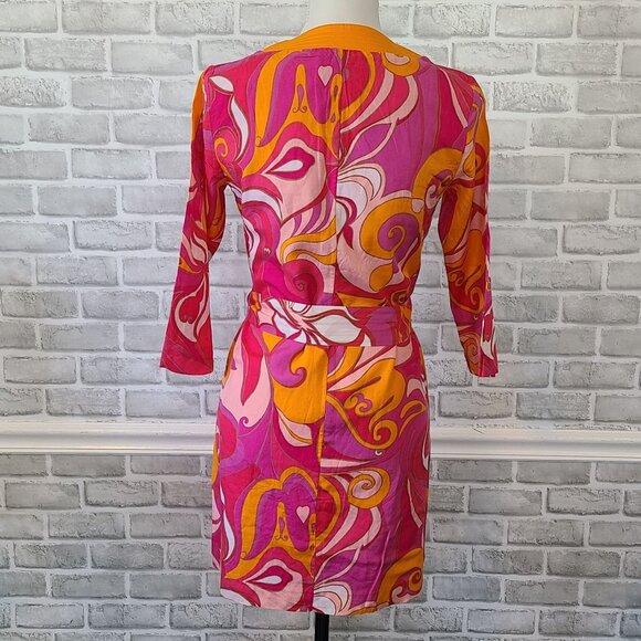 Banana Republic Trina Turk Silk Cotton Tunic Dress Swirl Groovy Hippie Retro 2 - Picture 3 of 9